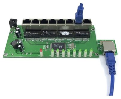 OEM fabriek direct mini snelle 10/100 mbps 8 poort Ethernet netwerk lan hub switch board twee-layer pcb 2 rj45 1 * 8pin hoofd poort 2-Transfer module