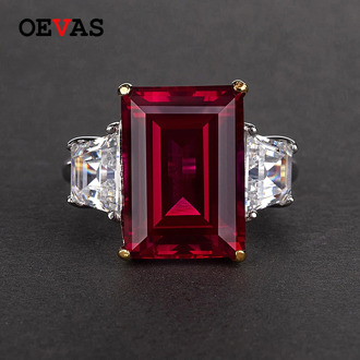 OEVAS 100% 925 Silver Jewelry Natural Ruby Gemstone Jewelry Rings Women's Fashion Finger Ring Party Engagement Gift Size 4-12