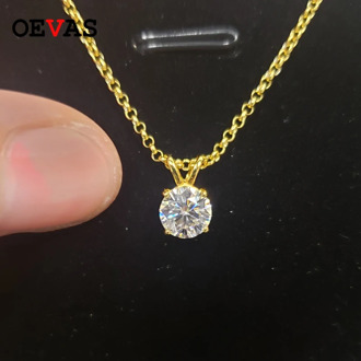 OEVAS Real 1 Carat D Color Moissanite Pendant For Women 18K Gold Plated 100% 925 Sterling Silver Wedding Party Fine Jewelry Gift