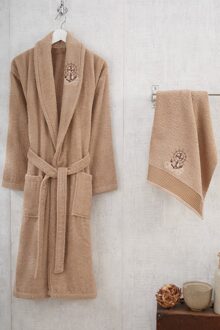 ÖZENEV Gredel 2 Piece Male Bathrobe Set Coffee TBS-OZENEV-COFFEE M AND L SIZE TURK TOWEL BATHS MEN WOMEN HIGH can WATER ABSORBENT