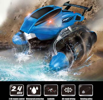 Off Road Rc Auto Kinderen Speelgoed Amfibische 4WD Land Water 2.4 Ghz Waterdicht 360 Graden Rotatie Hoge Snelheid Stunt racing Flipping Blauw