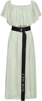 Off-shoulder maxi-jurk Molly  groen