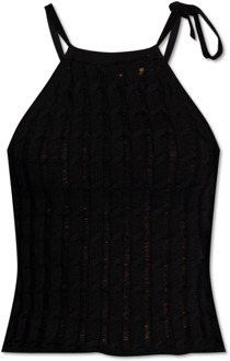 Off-shoulder top met opengewerkt patroon Halfboy , Black , Dames - M,S,Xs