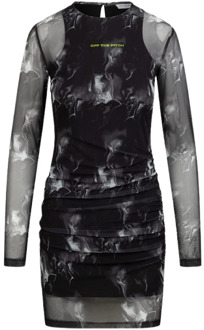 Off The Pitch Marble Mesh Jurk Dames Zwart Off The Pitch , Black , Dames - L,M,S,Xs