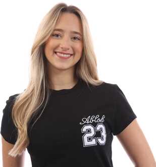 Off White 23 Geborduurd Fitted T-shirt voor dames in zwart - maat EU 32 / UK 4