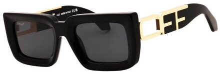 Off White Boston zonnebril voor volwassenen (Zwart/Goud/Donkergrijs) - maat Zwart/Donkergrijs