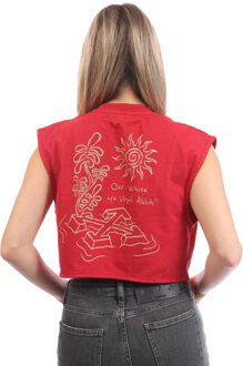 Off White Dames/Dames Arrow Crop T-shirt (Rood) - maat EU 40 / UK 12