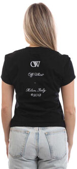 Off White Dames/Dames Geborduurd Fitted T-shirt (Zwart, Wit) - EU 34 / UK 6
