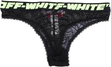 Off White Dames/Dames Kanten String (Zwart) - EU 34 / UK 6