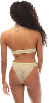 Off White Dames/Dames Logo Branded Tape Bikini Set (Groen)