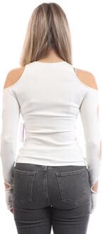 Off White Dames/Dames Sleek Cut Out Top met Lange Mouwen (Wit, Zwart)