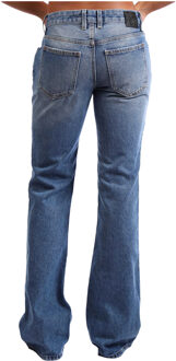 Off White Dames/Dames Uitlopende Slanke Jeans (Blauw)