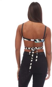 Off White Dames/Dames Zebra Gedraaide Kanten Beha (Wit, Zwart)