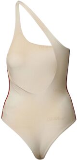 Off White Dames Gradiënt Één Schouder Badpak (Beige) - EU 34 / UK 6