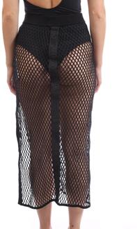 Off White Dames Logo Mesh Maxi Rok (Zwart) - maat