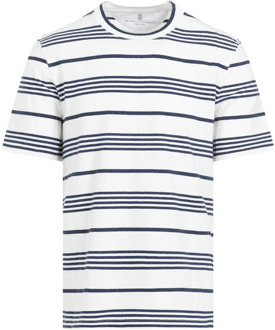 Off White Denim Katoenen T-shirt Brunello Cucinelli , Multicolor , Heren - L,M,S