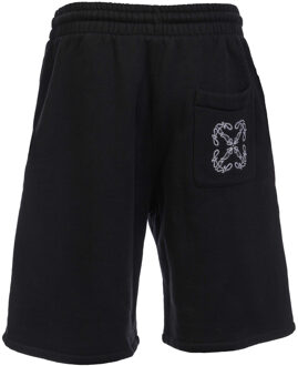 Off White Heren Bandana Arrow Skate Sweat Shorts (Zwart, Wit)