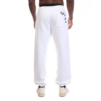 Off White Heren Diagonaal Slim Joggingbroek (Wit, Zwart) - XL