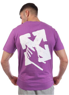 Off White Heren Hand Arrow Slim T-Shirt (Paars/Wit) - maat S