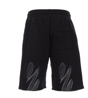 Off White Heren Scribble Diagonaal Sweat Shorts (Zwart) - maat