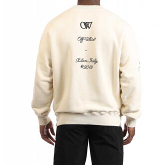 Off White Heren Skate 23 Logo Crew Hals Sweatshirt (Licht Beige) - maat S