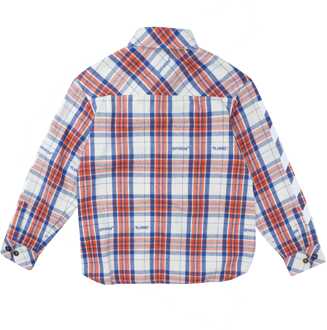 Off White Juniors Helvetica Diagonaal geruit flanellen jongenshemd in Off White Gebroken wit - 12J / 152cm