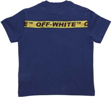 Off White Juniors Logo Industrial T-shirt in marinegeel voor jongens Navy