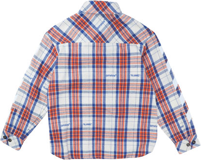Off White Kinder/Kinder Helvetica Diagonaal Streep Flanellen Overhemd (Veelkleurig) Groen