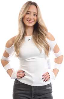 Off White Sleek Gaten Top met lange mouwen in Wit Zwart voor dames - maat Zwart en zilver