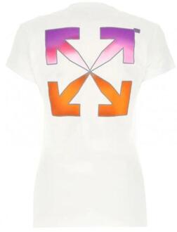 Off White Uniseks Slim T-shirt met kleurverloop logo voor volwassenen (Wit)
