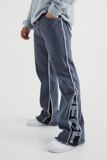 Offcl Onbewerkte Flared Baggy Jeans Met Panelen, Mid Grey - 32R