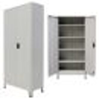 Office cabinet with 2 doors steel 90x40x180 cm gray