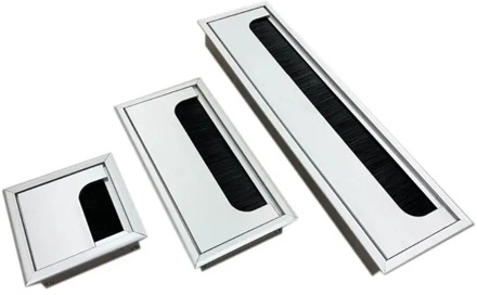 Office Hardware Matt Black Rectangle Wire Cable Grommet Aluminum Square Table Desk Grommet with Multiple Sizes