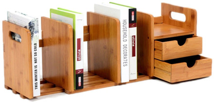 Office Small Bookshelf With Drawer Desktop Storage Simple Table Retractable Rack Bookcase