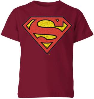 Official Superman Crackle Logo Kids' T-Shirt - Burgundy - 146/152 (11-12 jaar) - Burgundy - XL