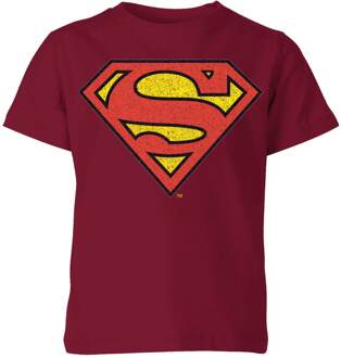 Official Superman Crackle Logo Kids' T-Shirt - Burgundy - 146/152 (11-12 jaar) Rood - XL