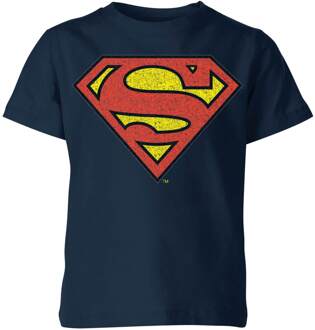 Official Superman Crackle Logo Kids' T-Shirt - Navy - 122/128 (7-8 jaar) - Navy blauw - M