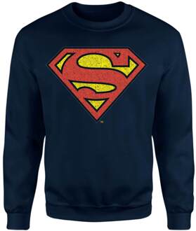 Official Superman Crackle Logo Sweatshirt - Navy - L - Navy blauw