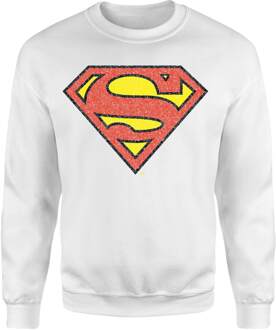 Official Superman Crackle Logo Sweatshirt - White - L Wit