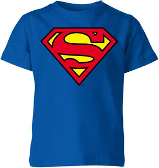 Official Superman Shield Kids' T-Shirt - Blue - 98/104 (3-4 jaar) Blauw - XS