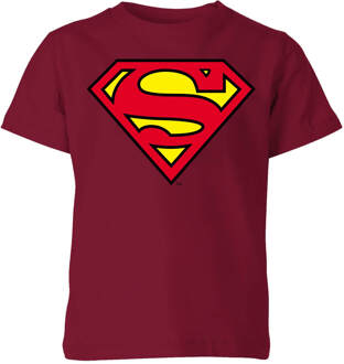 Official Superman Shield Kids' T-Shirt - Burgundy - 110/116 (5-6 jaar) Rood