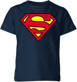 Official Superman Shield Kids' T-Shirt - Navy - 122/128 (7-8 jaar) - Navy blauw - M