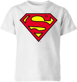 Official Superman Shield Kids' T-Shirt - White - 134/140 (9-10 jaar) Wit - L