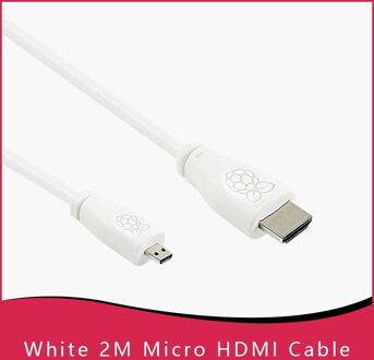 Officiële Raspberry Pi Micro HDMI naar Standaard HDMI (A/M) 1m & 2m Kabel 2M wit