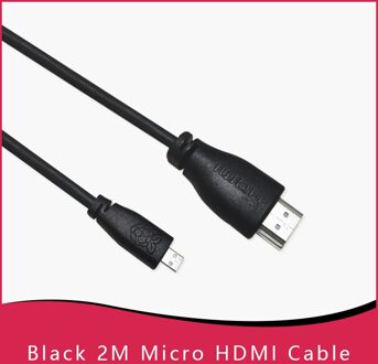 Officiële Raspberry Pi Micro HDMI naar Standaard HDMI (A/M) 1m & 2m Kabel 2M zwart