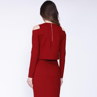 Offs-schouders crop top in jersey Kersenrood - XS