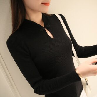 OHCLOTHING Winter Mode Verdikte half coltrui korte vrouwelijke draad strakke all-match effen shirt zwart