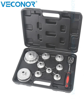 Oil Filter Wrench Cap Engine Filter Sleeve Tool Oil Filter Removal Wrench Socket Set with Special Spanner Portable Storage Case