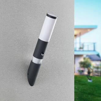 Okari buitenwandlamp met sensor fakkel donkergrijs, opaalwit