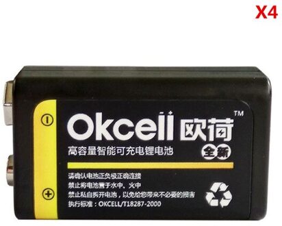 OKCELL 9V Oplaadbare Batterij 800mAh USB Draagbare OKcell Micro USB Batterijen Voor RC Helicopter Model Microfoon Bateria 4 stk